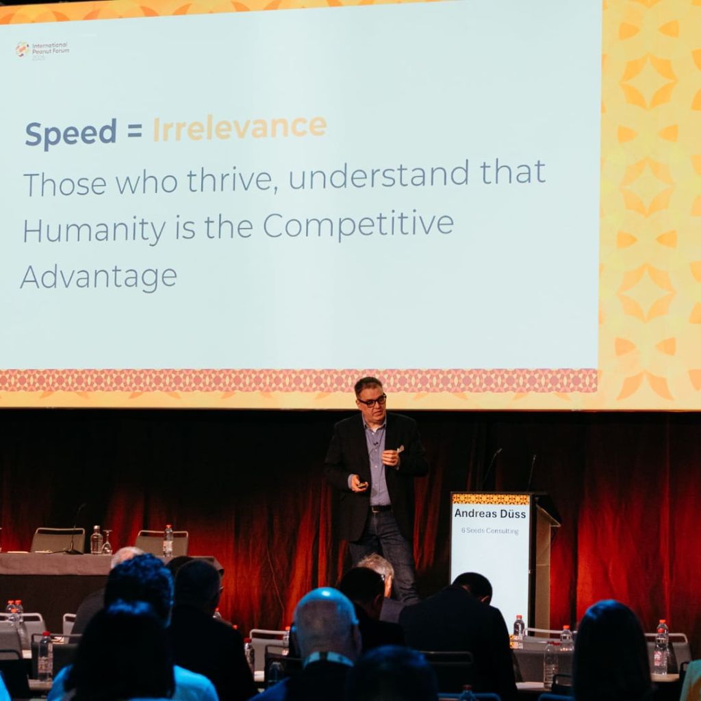 Andreas Duess delivering keynote presentation